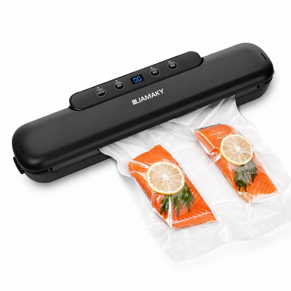 Aparat de vidat si sigilat alimente profesional, 110W, 60kpa, multiple functii de sigilare si vidare automata, zgomot redus, protectie supraincalzire, display LED, 30 cm bara de lipire, compact, 35 x 8.5 x 5 cm, 10 pungi incluse (20x25cm)