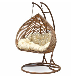 Leagan balansoar fotoliu tip scoica cu cadru metallic, pentru 2 persoane, design modern, pentru interior si exterior, ideal pentru relaxare