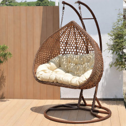 Leagan balansoar fotoliu tip scoica cu cadru metallic, pentru 2 persoane, design modern, pentru interior si exterior, ideal pentru relaxare