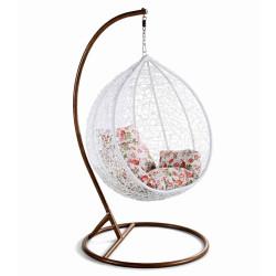 Leagan balansoar fotoliu tip scoica cu cadru metallic, design modern, pentru interior si exterior, ideal pentru relaxare, perne cu model floral