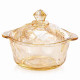 Vas din sticla cu capac, stil cristal, model diamant, 19 x 14 cm, ideal pentru servire
