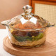Vas din sticla cu capac, stil cristal, model diamant, 19 x 14 cm, ideal pentru servire