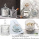 Vas decorativ din sticlă cu capac, design diamant, pentru bomboane sau lumanari, 13.5 x 8.5 cm