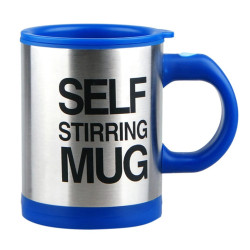 Cana cu amestecare automata cu capac, 350 ml, Self Stirring Mug, diametru 9 cm, albastra