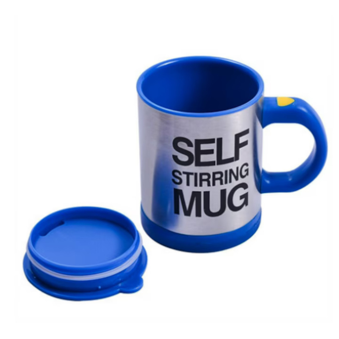 Cana cu amestecare automata cu capac, 350 ml, Self Stirring Mug, diametru 9 cm, albastra