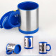 Cana cu amestecare automata cu capac, 350 ml, Self Stirring Mug, diametru 9 cm, albastra