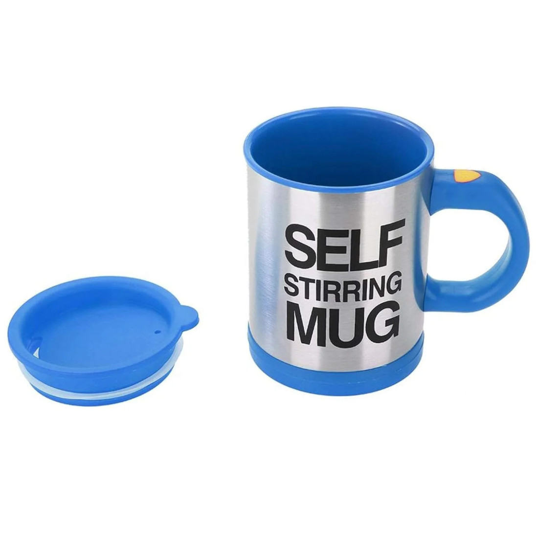 Cana cu amestecare automata cu capac, 350 ml, Self Stirring Mug, diametru 9 cm, albastra