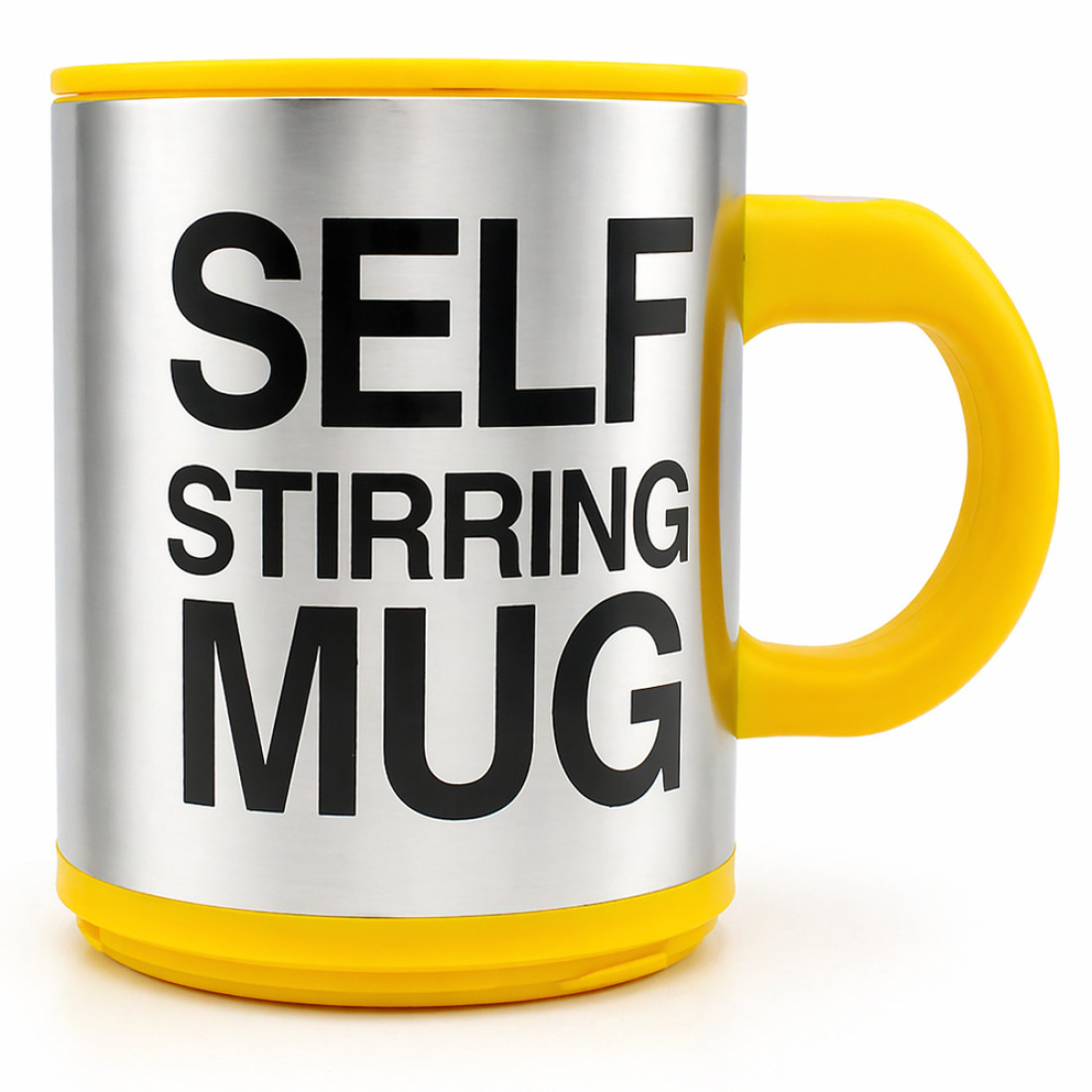 Cana cu amestecare automata cu capac, 350 ml, Self Stirring Mug, diametru 9 cm, galbena