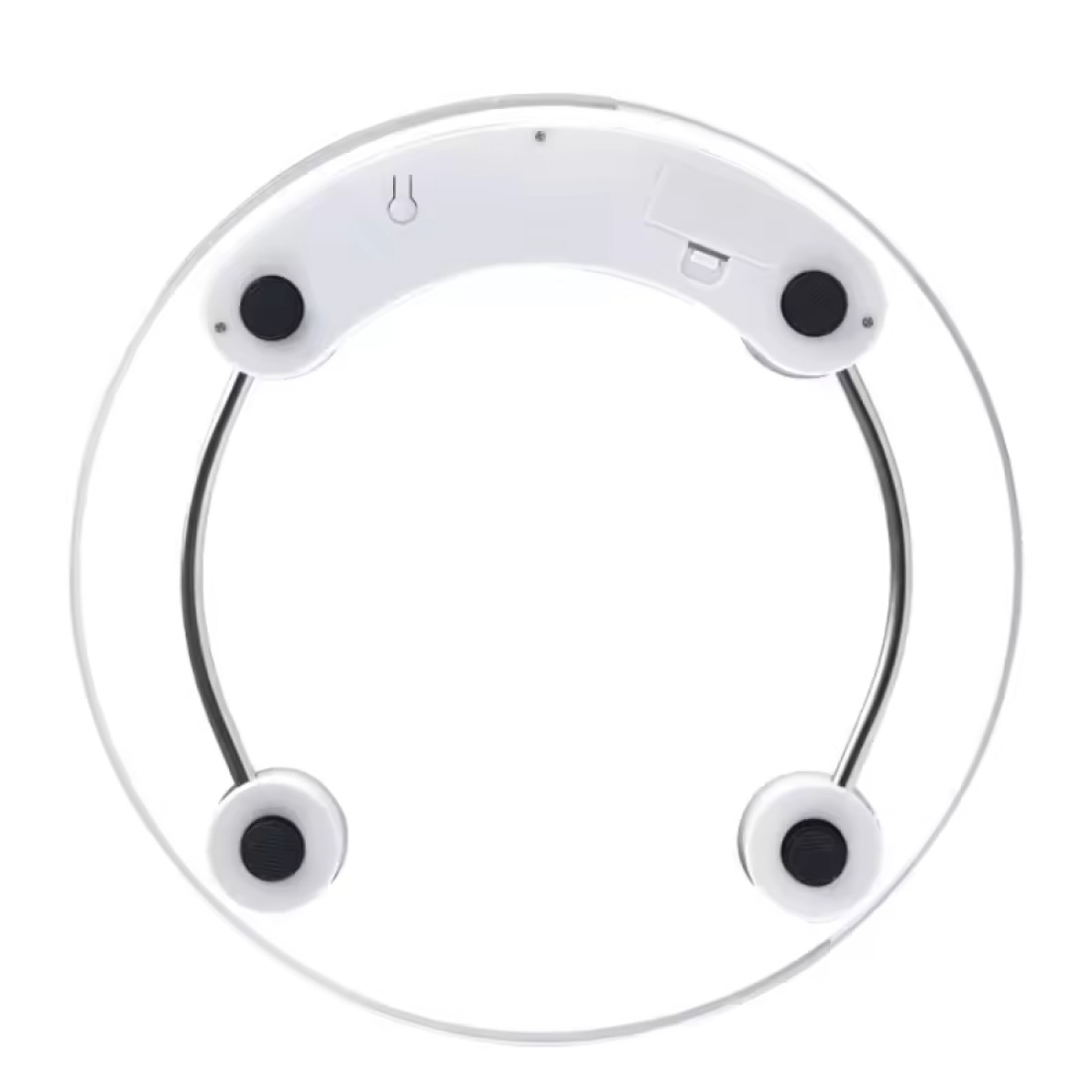 Cantar corporal cu afisaj electronic LCD, rotund, platforma sticla, transparent, pentru baie, picioare antiderapante