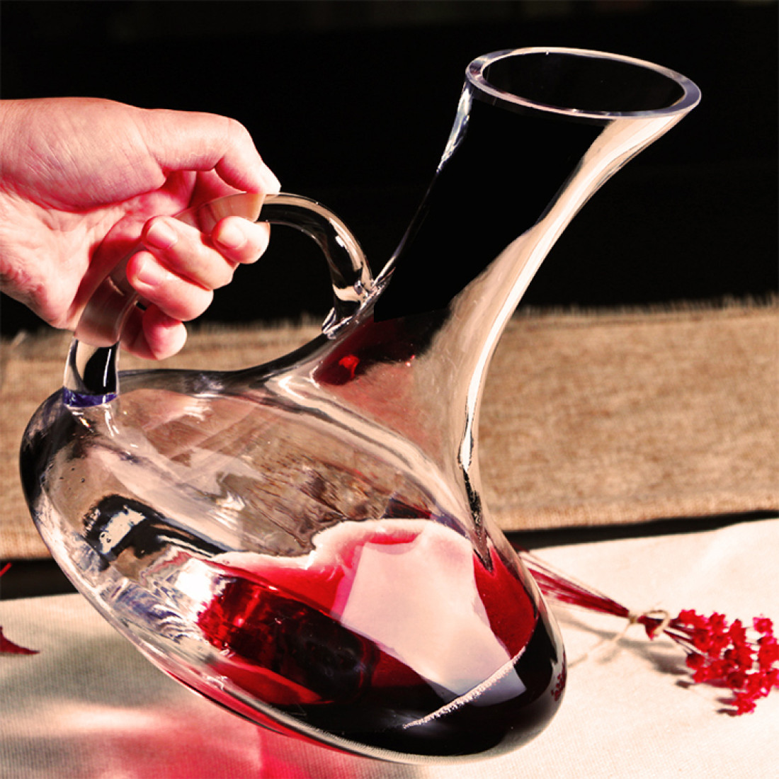 Carafa din sticla pentru vin, 1.8L, design elegant modern