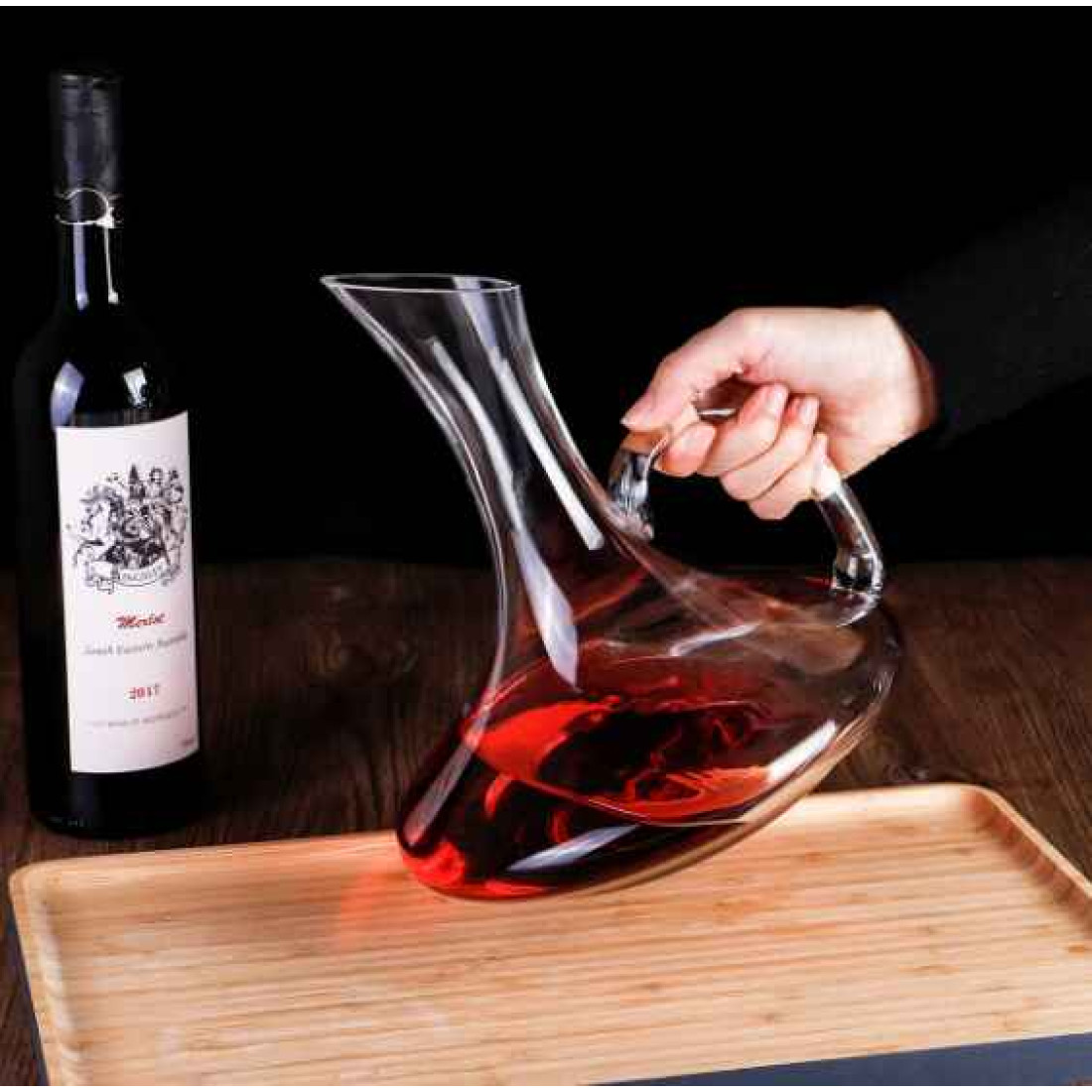 Carafa din sticla pentru vin, 1.8L, design elegant modern