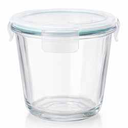 Caserola rotunda din sticla cu capac etans, 1L