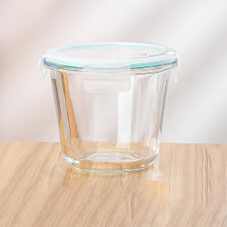 Caserola rotunda din sticla cu capac etans, 1L