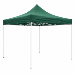 Cort tip pavilion / foisor 3 x 3 m, inaltime reglabila, structura metalica solida, impermeabil, pentru gradina, evenimente, terasa, curte, exterior, protectie UV, ploaie, invelis material textil, fixare rapida, usoara, verde