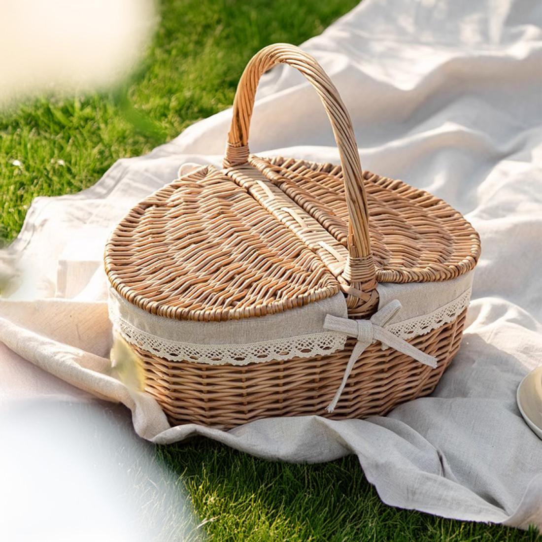 Cos picnic traditional cu capac, 45 x 35 x 22 cm