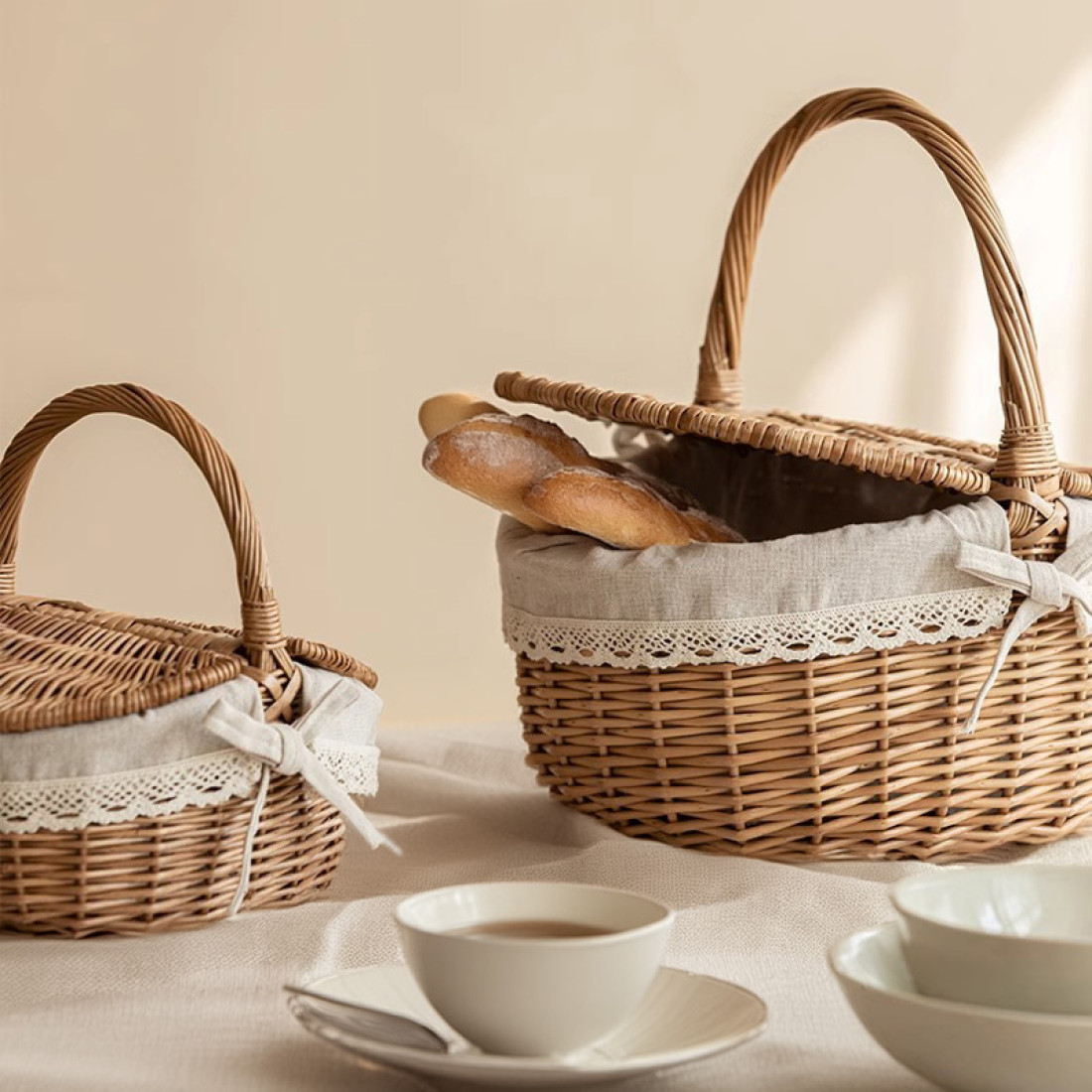 Cos picnic traditional cu capac, 45 x 35 x 22 cm