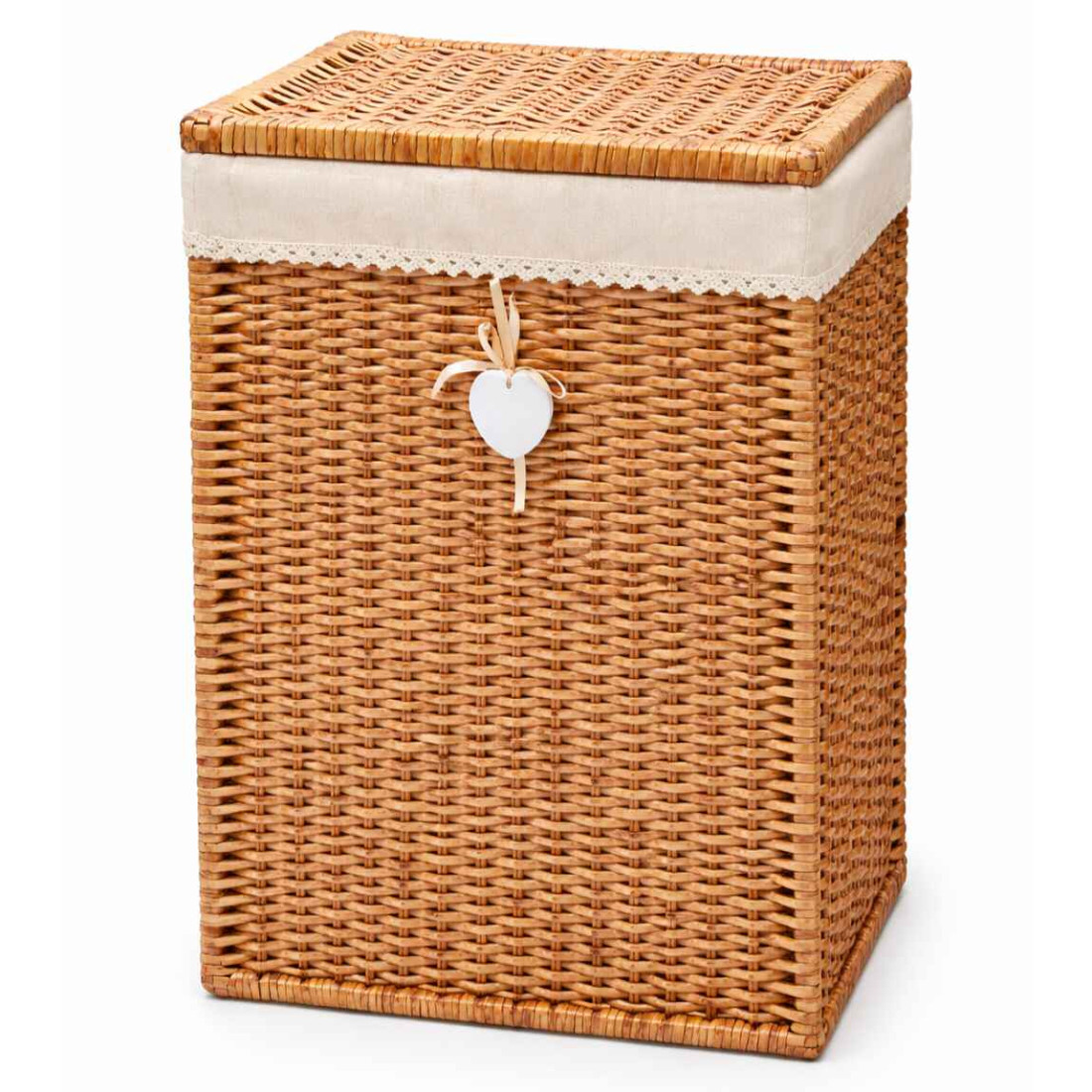 Cos de depozitare cu capac, impletit, traditional, 43 x 33 x 53 cm