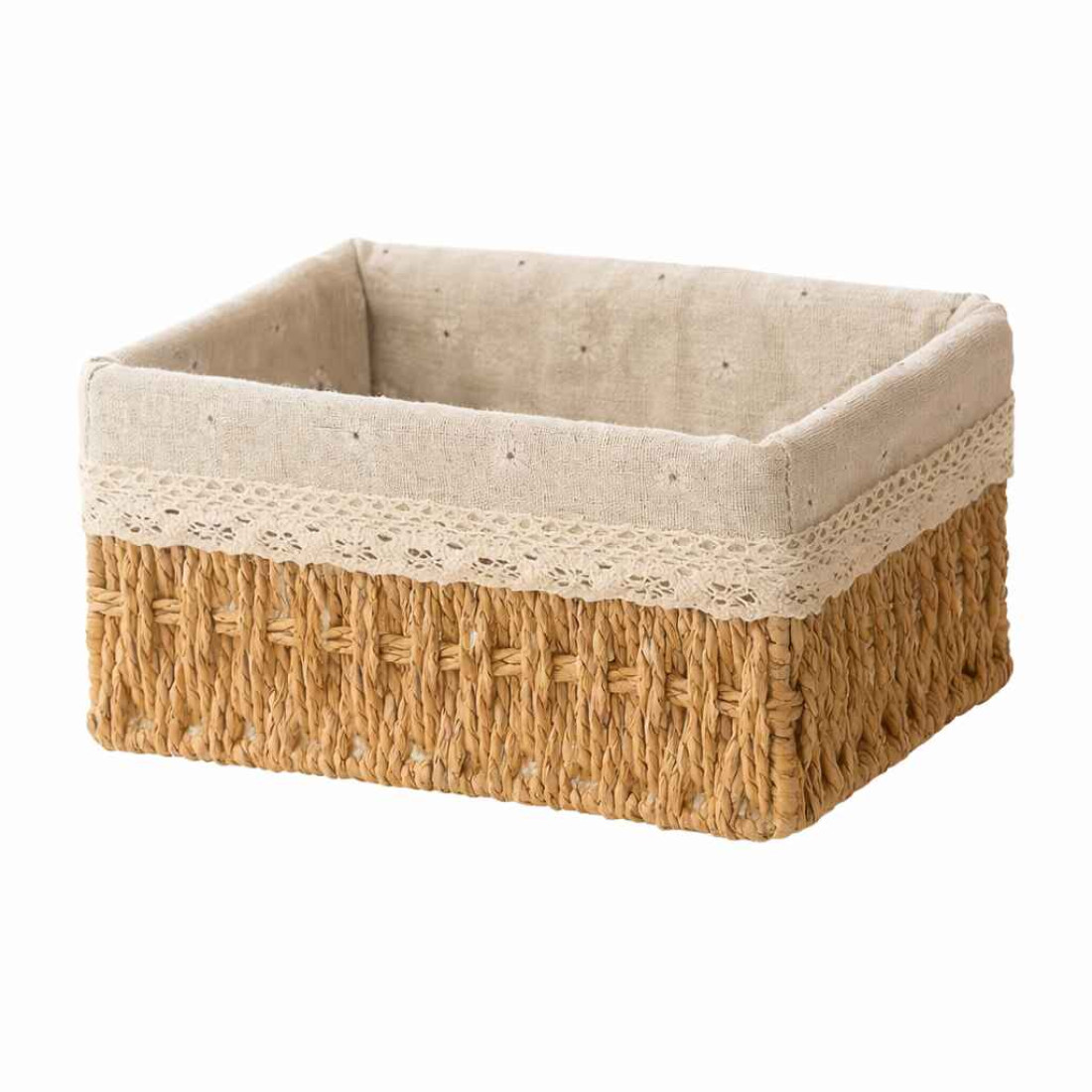 Cos din ratan adanc, mic,  18x12x8 cm, crem