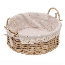 Cos rotun din ratan, mic, 21x21x14 cm, crem