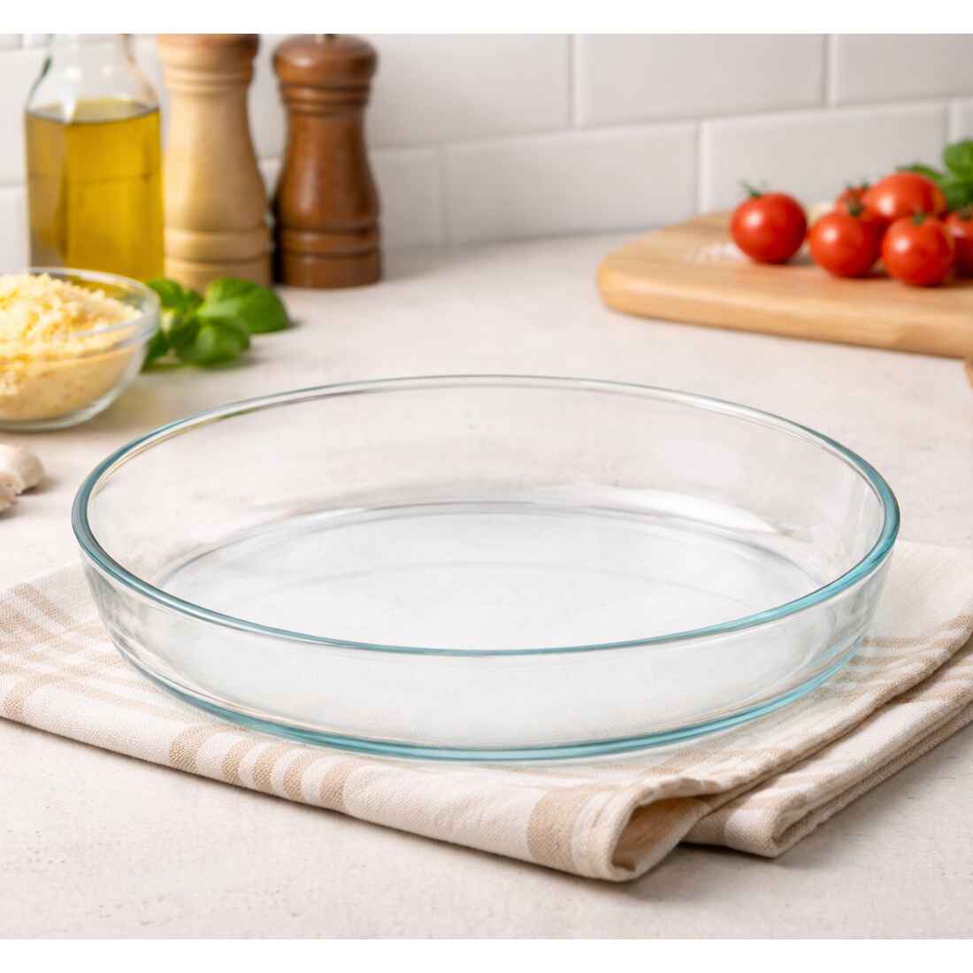 Vas termorezistent pentru cuptor, 3 L, sticla termica, oval, transparent