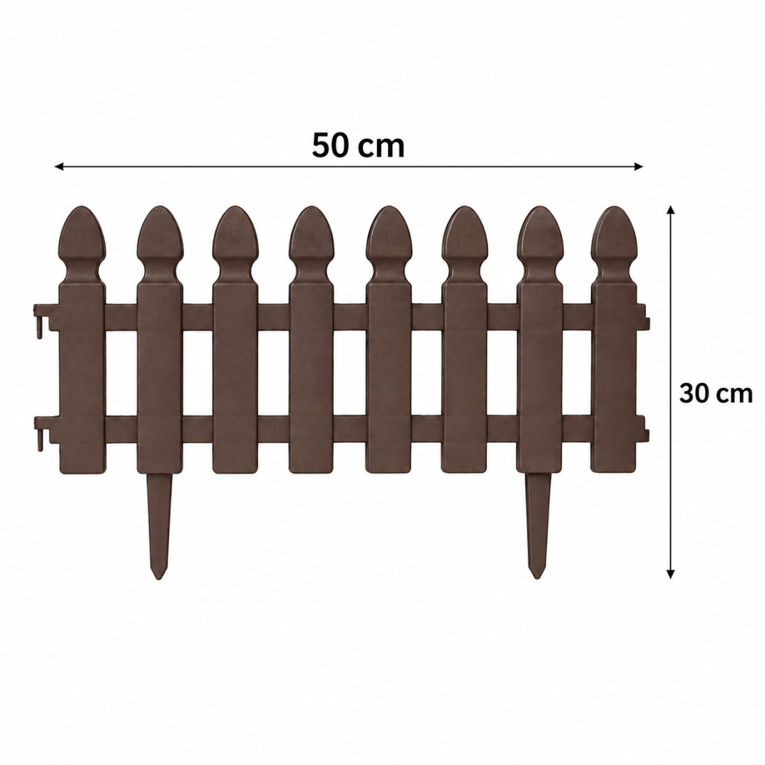 Gard ornamental de gradina, 50 x 30 cm, rezistent la conditii meteorologice, usor de montat, element decorativ pentru gradina, maro