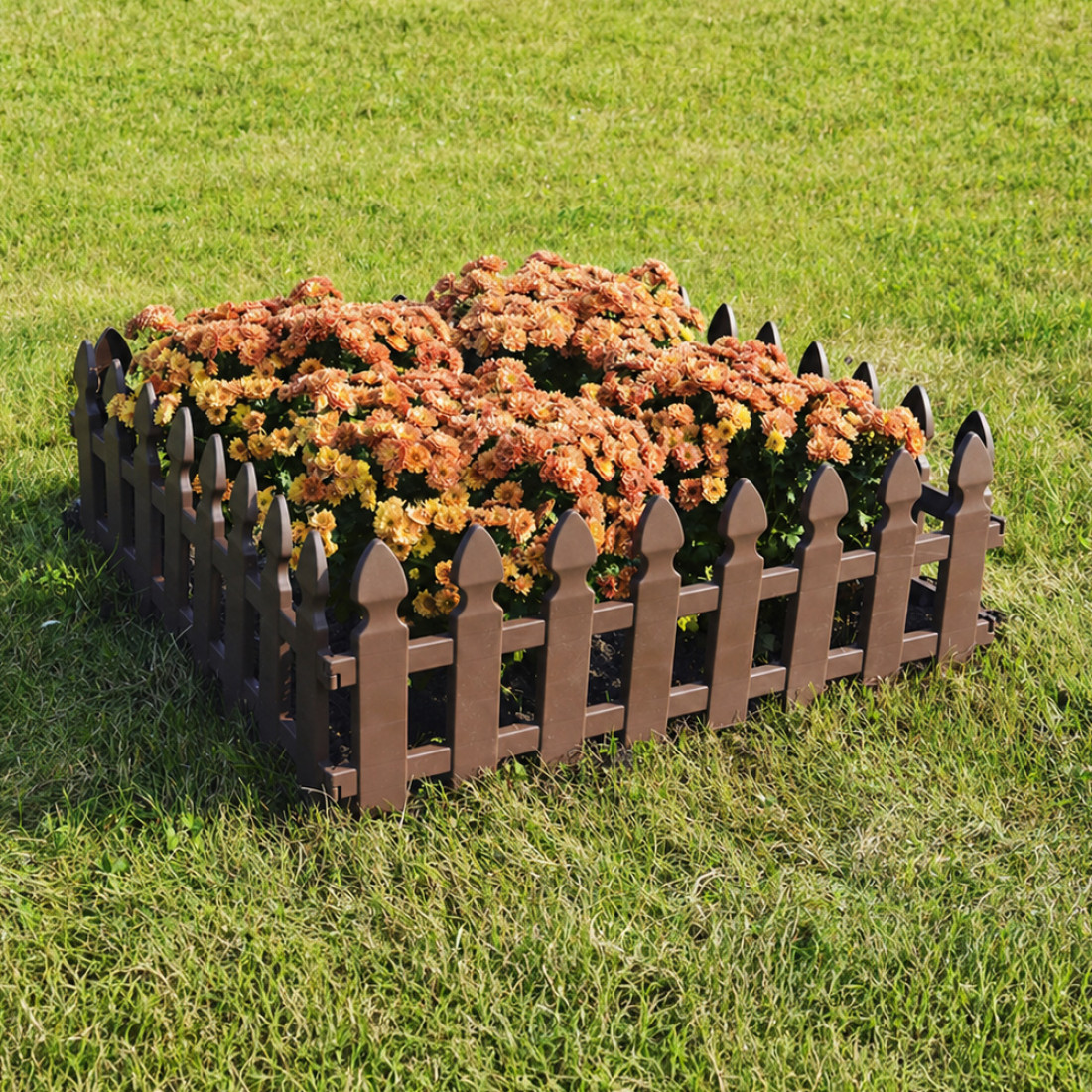 Gard ornamental de gradina, 50 x 30 cm, rezistent la conditii meteorologice, usor de montat, element decorativ pentru gradina, maro