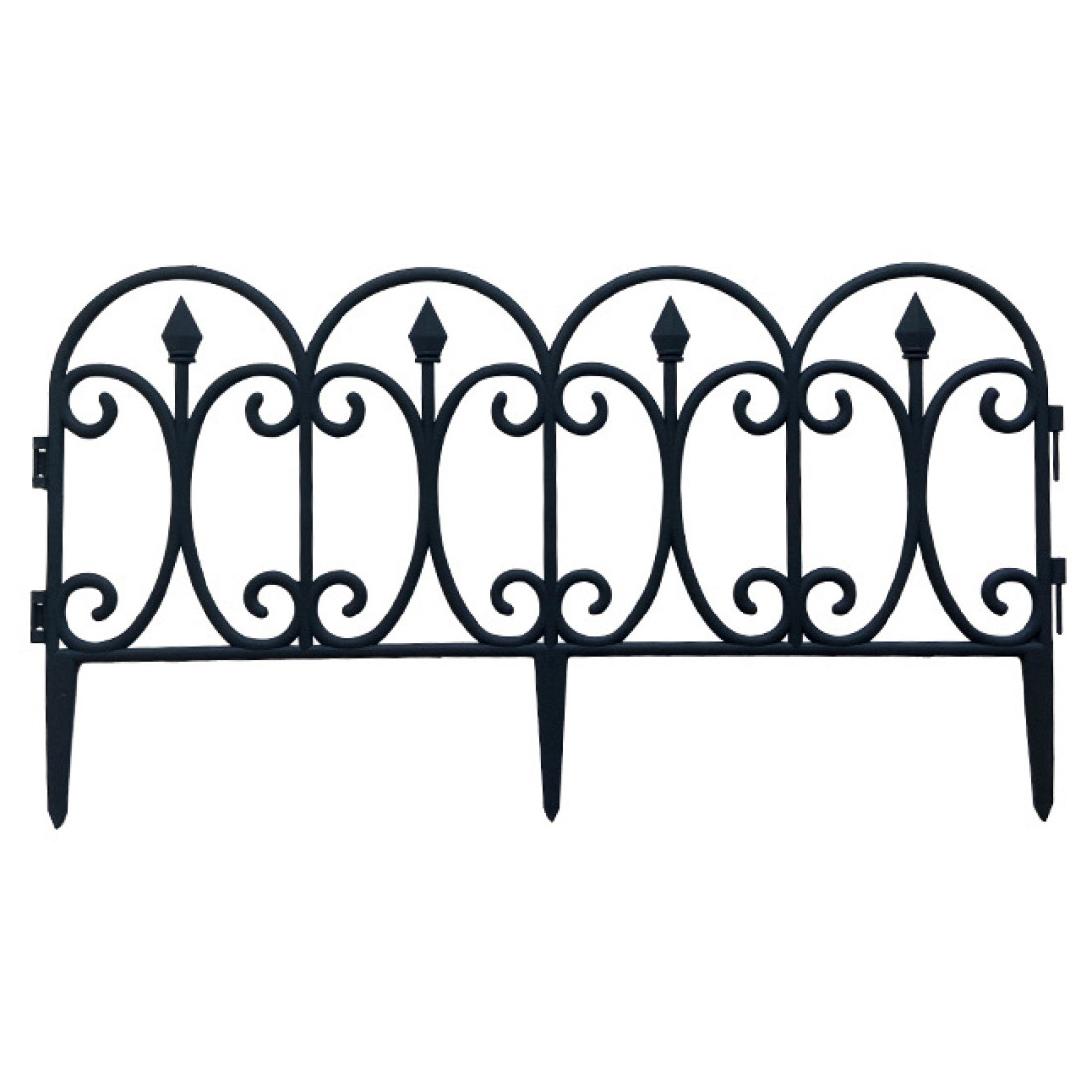 Gard ornamental de gradina negru, 60 x 33 cm, rezistent la conditii meteorologice, usor de maontat, element decorativ pentru gradina