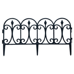 Gard ornamental de gradina negru, 60 x 33 cm, rezistent la conditii meteorologice, usor de maontat, element decorativ pentru gradina