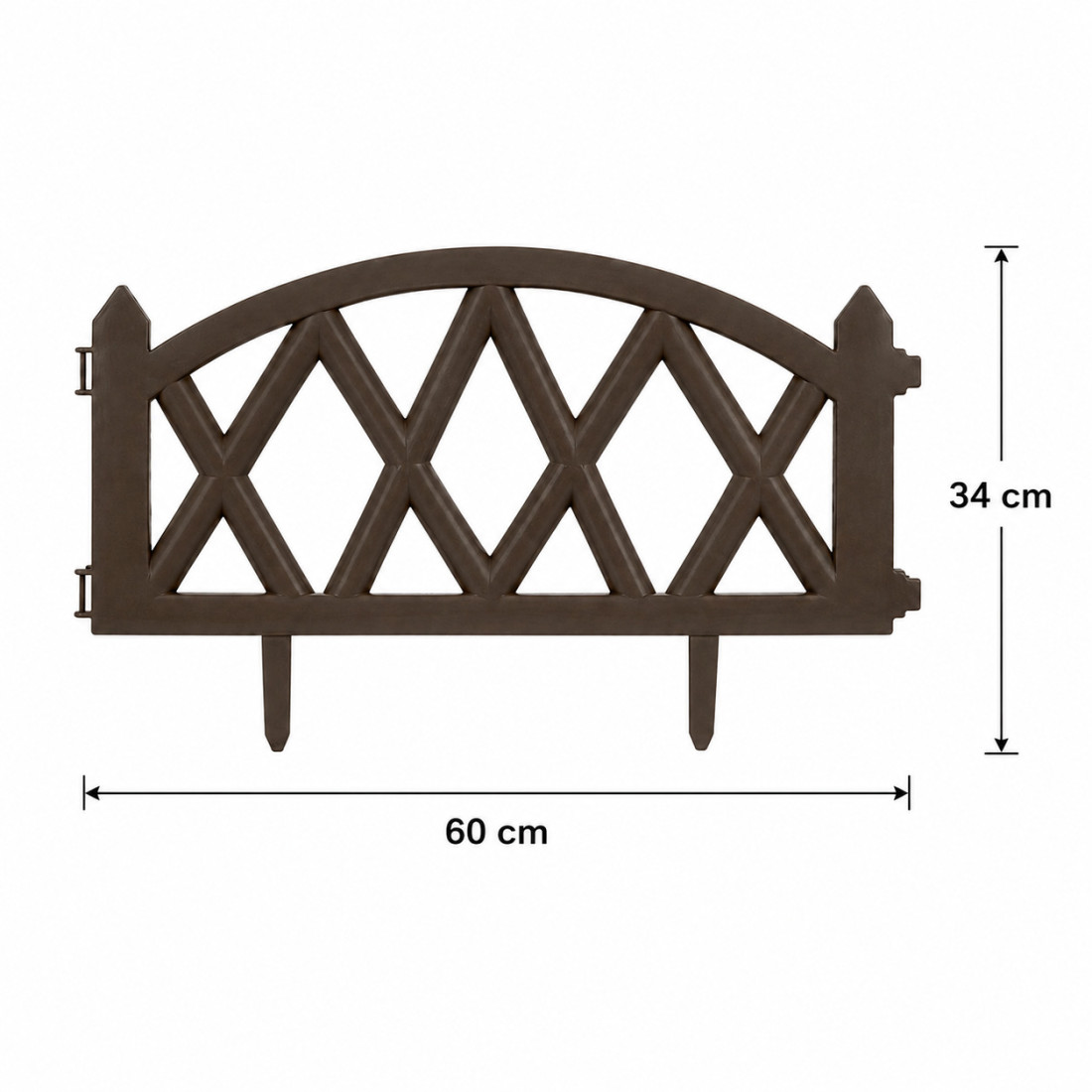 Gard ornamental de gradina, 60 x 34 cm, rezistent la conditii meteorologice, usor de montat, element decorativ pentru gradina, maro
