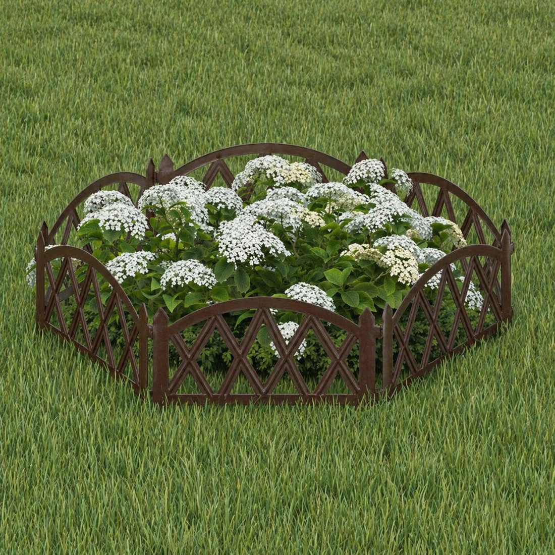 Gard ornamental de gradina, 60 x 34 cm, rezistent la conditii meteorologice, usor de montat, element decorativ pentru gradina, maro