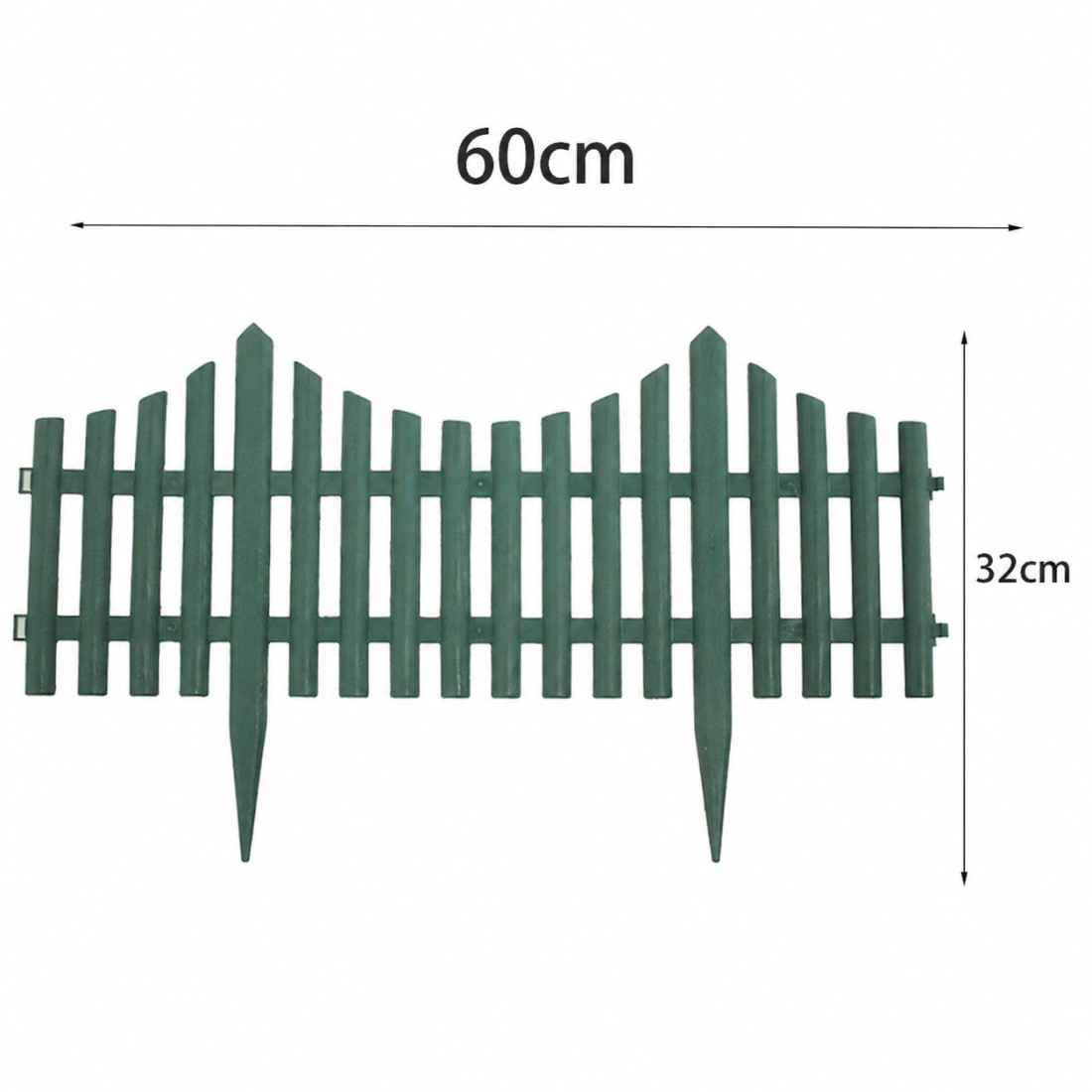 Gard ornamental de gradina verde, 60 x 32 cm, rezistent la conditii meteorologice, usor de montat, element decorativ pentru gradina