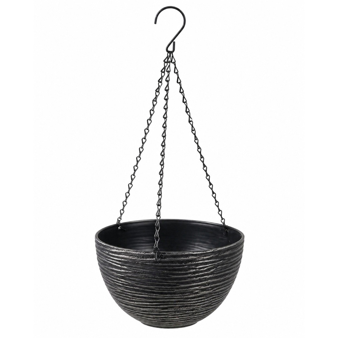 Ghiveci decorativ suspendat pentru flori cu lant si carlig, 25 cm diametru, 13.5 inaltime, design modern