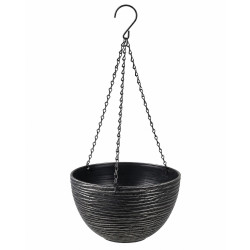 Ghiveci decorativ suspendat pentru flori cu lant si carlig, 25 cm diametru, 13.5 inaltime, design modern