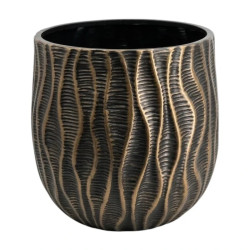 Ghiveci decorativ, 33 cm diametru, 36 cm inaltime, design texturat inspirat din forme naturale cu accente aurii subtile