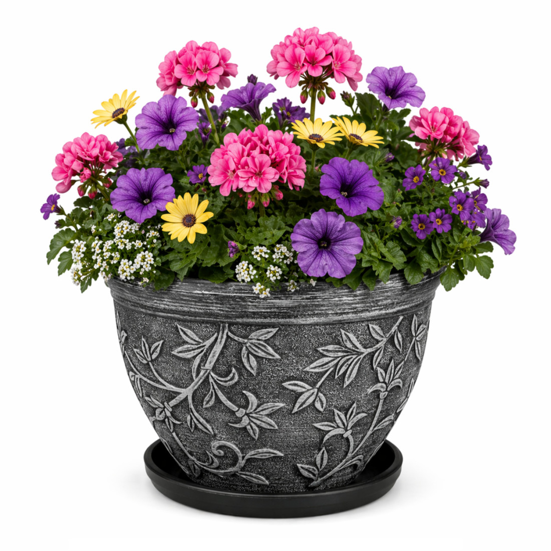 Ghiveci decorativ, 29 cm diametru, 22 cm inaltime, design traditional rustic