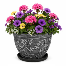 Ghiveci decorativ, 24.5 cm diametru, 19 cm inaltime, design traditional rustic