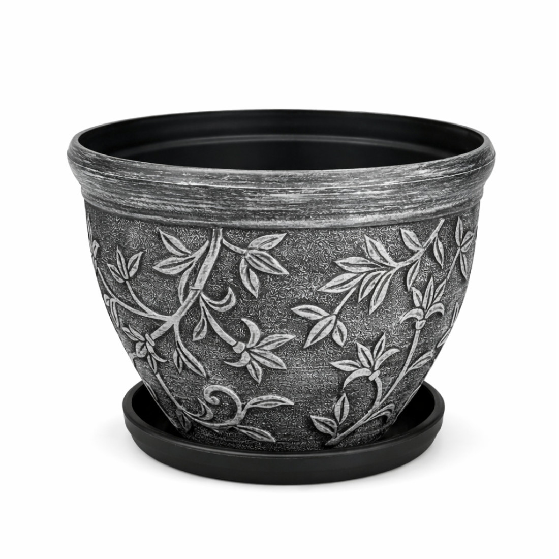 Ghiveci decorativ, 29 cm diametru, 22 cm inaltime, design traditional rustic