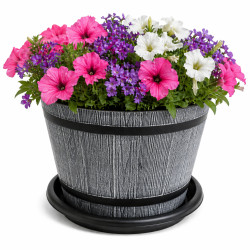 Ghiveci decorativ, 23 cm diametru, 16 cm inaltime, design traditional rustic