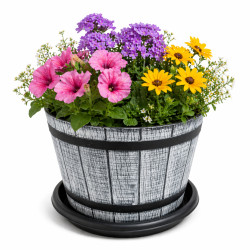 Ghiveci decorativ, 33 cm diametru, 20 cm inaltime, design traditional rustic