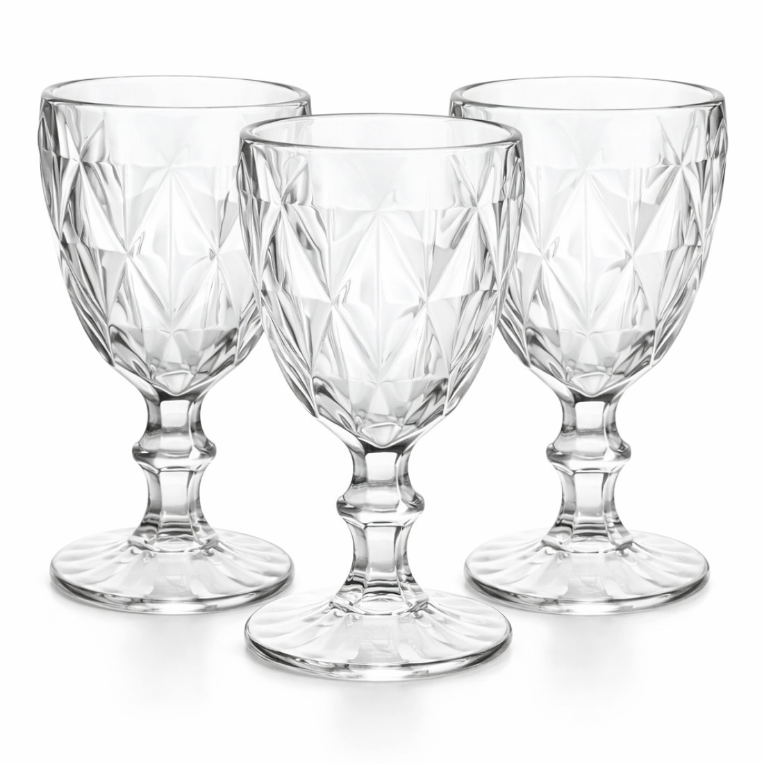 Set 3 pahare sticla cu picior, 315 ml, transparente Set 3 pahare sticla cu picior, 315 ml, transparente