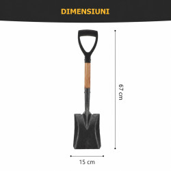 Lopata gradina metalica cu maner lemn si prindere ergonomica, ideala pentru lucrari de sapat, mutat pamant, nisip, zapada