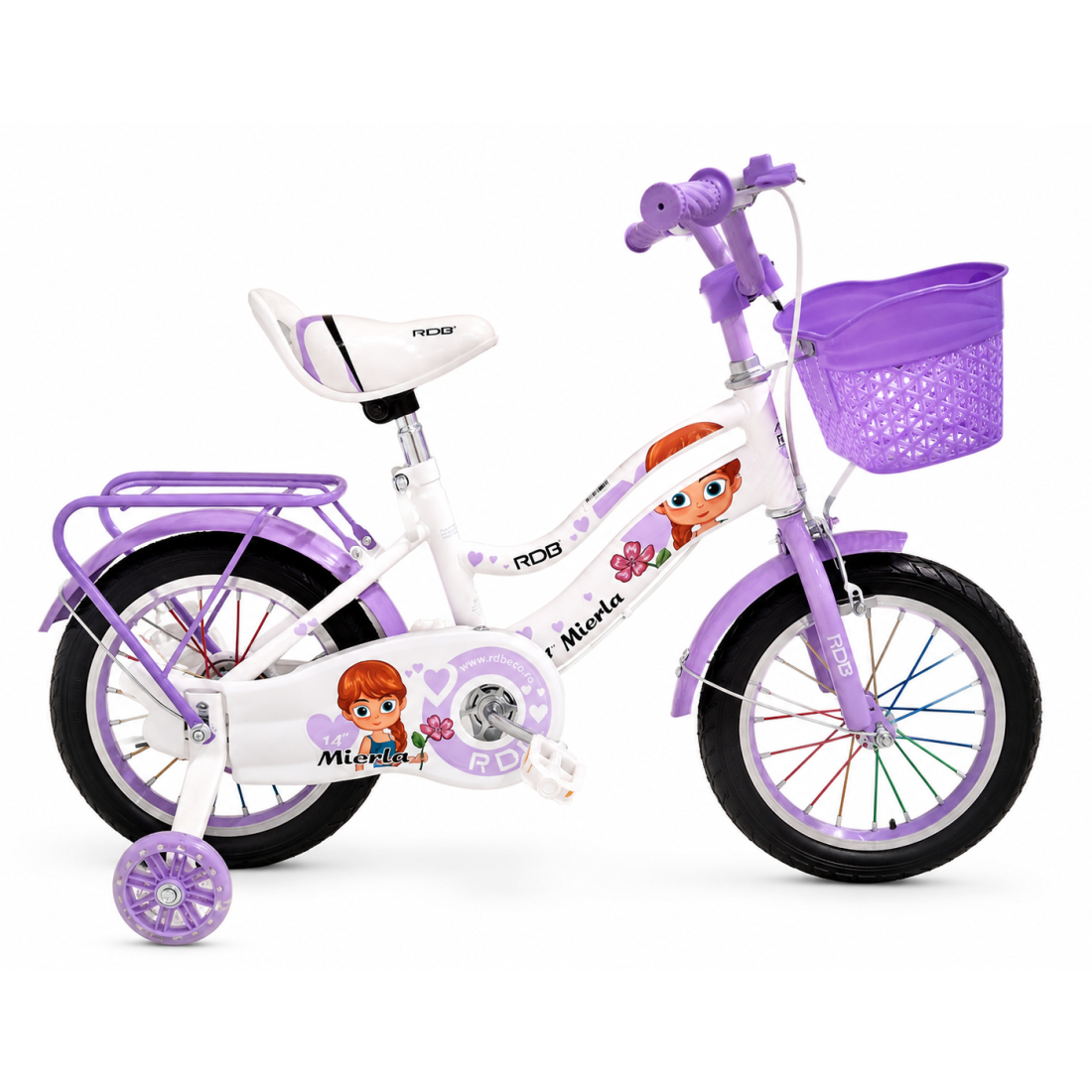Bicicleta copii pentru fete RDB Mierla, 14 inch, mov