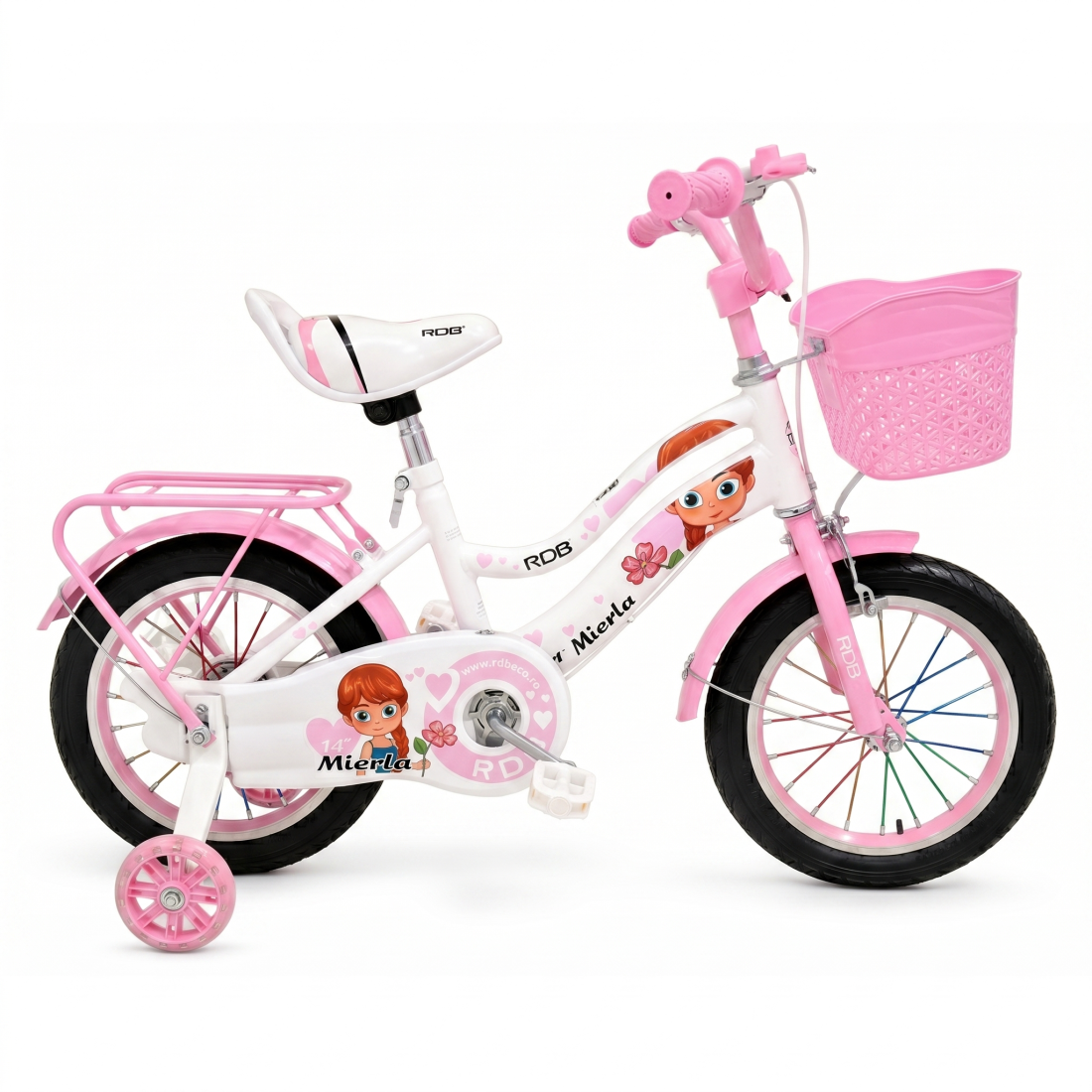 Bicicleta copii pentru fete RDB Mierla, 14 inch, roz