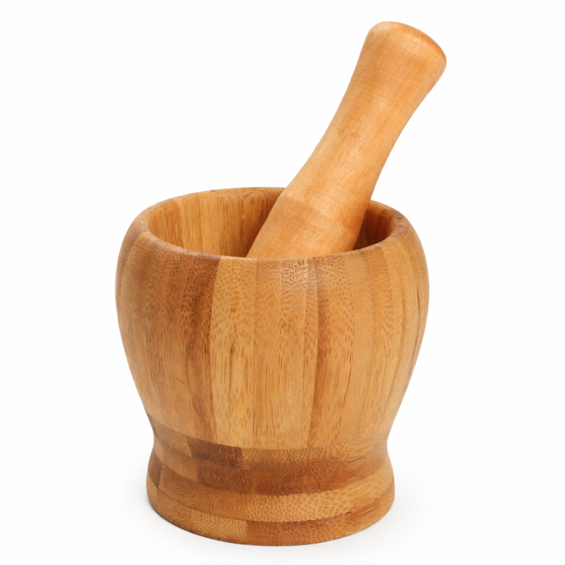 Mojar cu pistil din bambus, 10x10 cm Mojar cu pistil din bambus, 10x10 cm