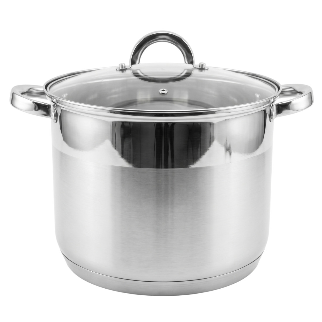 Oala din inox cu capac, 15L, otel inoxidabil, 30 x 23 cm, capac transparent din sticla, baza multistrat, argintiu