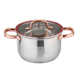 Oala din inox cu capac, 7.2L, otel inoxidabil, 26 x 14 cm, capac transparent din sticla, baza multistrat