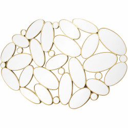 Oglinda decorativa perete, design modern abstract, 76x50 cm, rama cu finisaj auriu