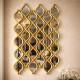Oglinda decorativa perete, design modern geometric, rama aurie, 110 x 40 cm