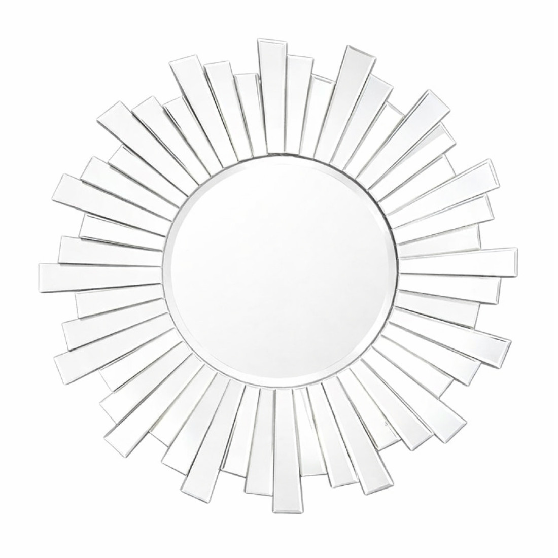 Oglinda decorativa rotunda tip soare, rama cu raze, design modern, 60 cm