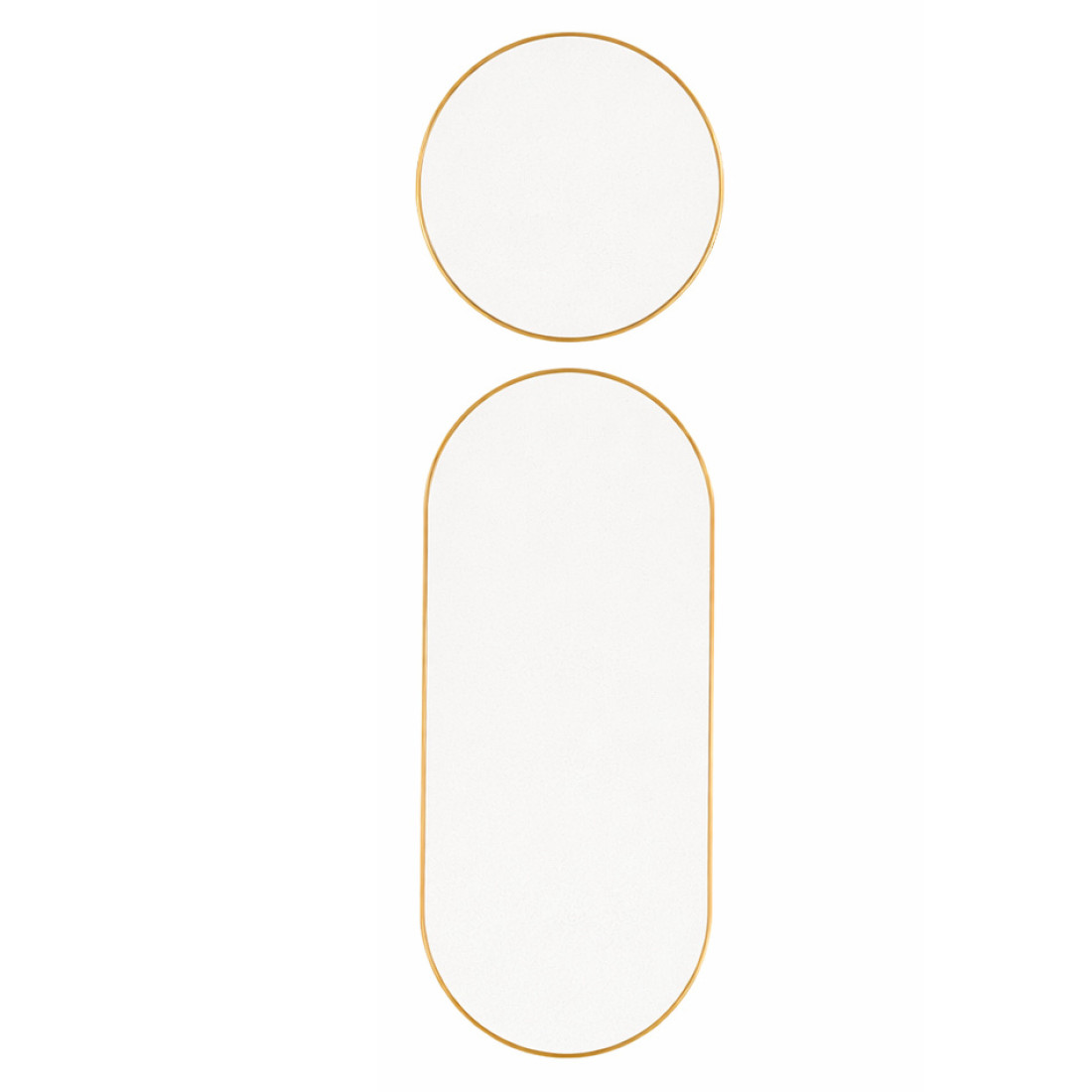 Set 2 oglinzi decorative de perete, 1 ovala (68x28cm) si 1 rotunda (28 x28 cm), rama aurie